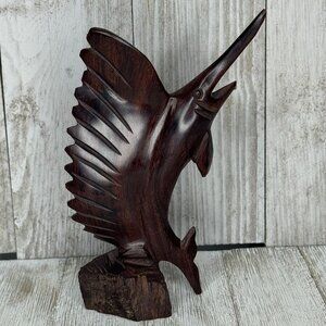 Vintage Carved Wood Ironwood Swordfish Marlin